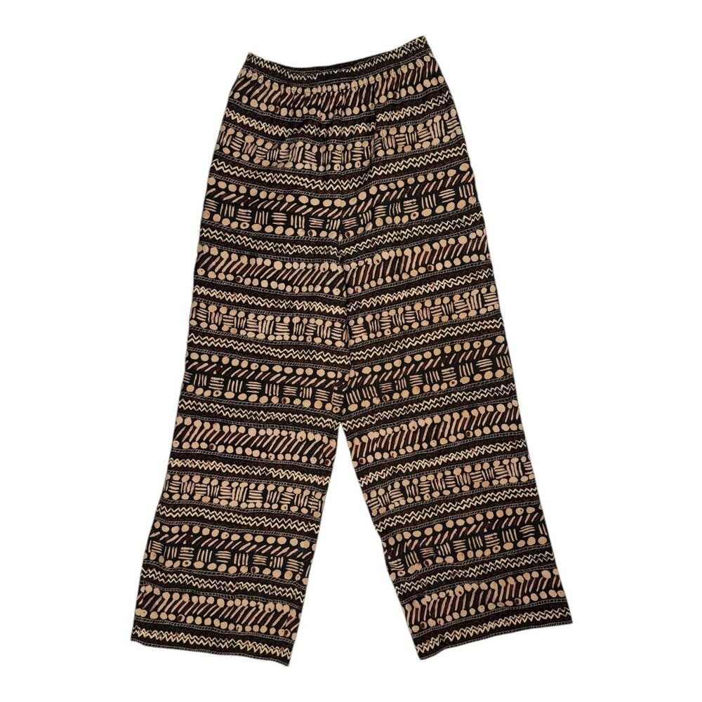Adrienne Vittadini Collection Silk Wide Leg Pull On Animal Print Palazzo Pants L